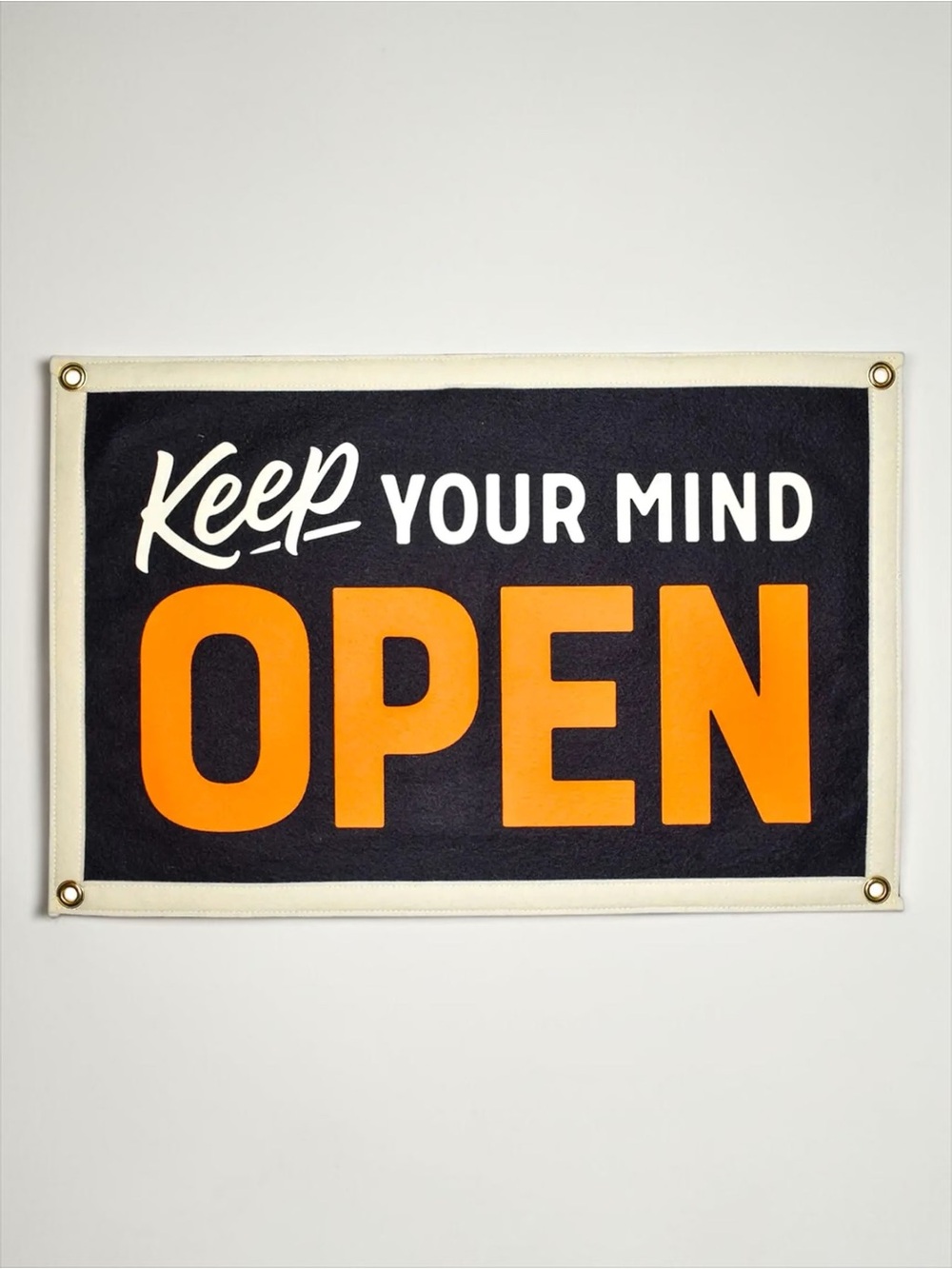 Keep Your Mind Open Wall Flag Oxford Pennant Orange Black NWT